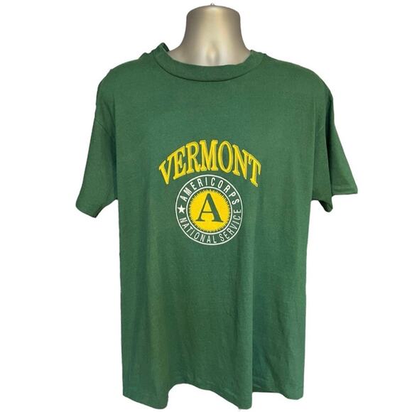 Vintage Anvil Green and Yellow Vermont Classic Cotton Casual T-Shirt Size XL - Picture 1 of 10